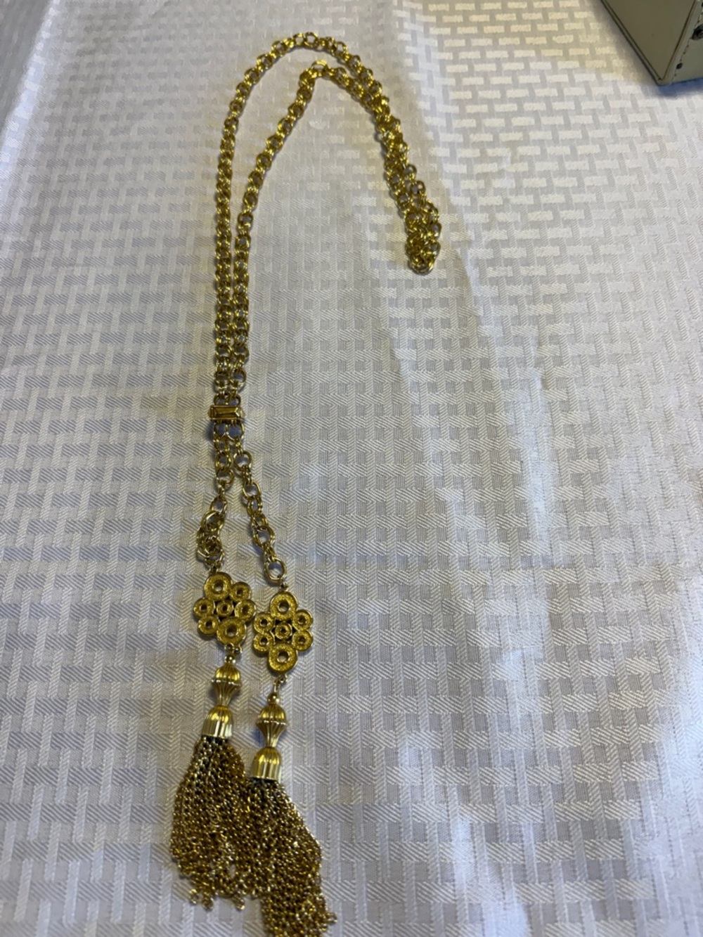 Gold tone Tassel Chain Necklace